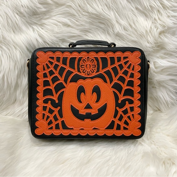 Backstitch Bruja Handbags - Backstitch Bruja Mexiween Bag - Halloween Jack-O'-Lantern Crossbody Bag